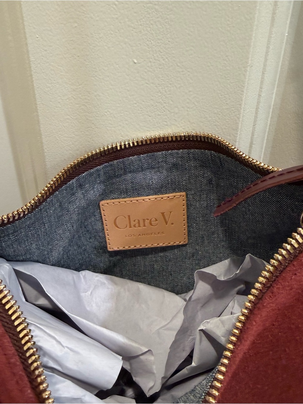 Clare V. Lune Shoulder Bag in Currant - suede bag 2025 - Picture 4 of 6